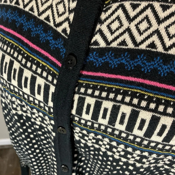 Merona size large black and white cardigan with pink and blue accents. - Picture 2 of 4